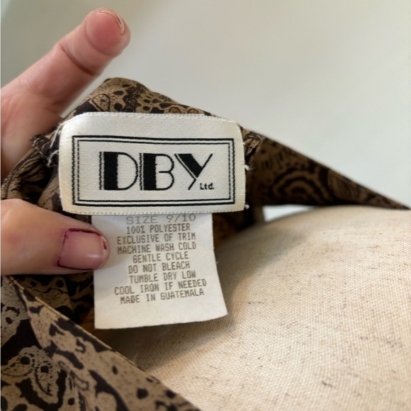 DBY Vintage Dress Black and Brown Paisley Print Y2K - Picture 4 of 5